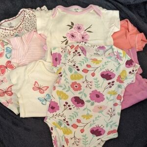 Floral and Butterfly Print Kids Bodysuit Set